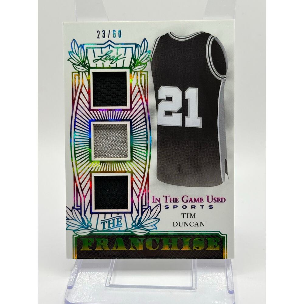 2024 Leaf In The Game Used Tim Duncan The Franchise Triple Jersey Patch 23/60 SP